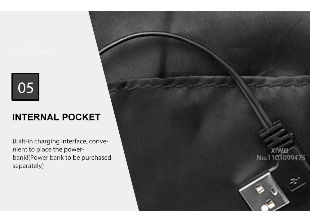 Varm Vinter Elektrisk Opvarmet Jakke - Vælg mellem 9 eller 12 opvarmede områder