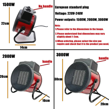Bærbar Elektrisk Varmer med Blæser og Termostat