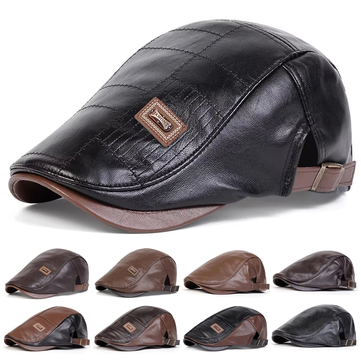 Justerbar Retro PU-Læderkasket til Mænd