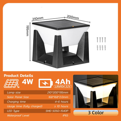 Solcellelampe – Firkantet LED-Lampe til Have og Sti