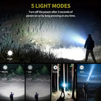 3-i-1 Genopladelig Lommelygte, Lighter & Powerbank