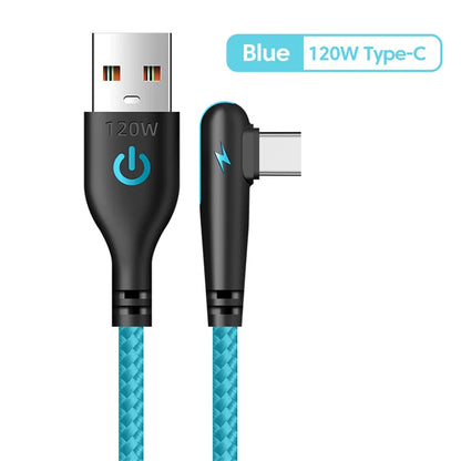 90 Graders USB-C Hurtigopladningskabel 120W