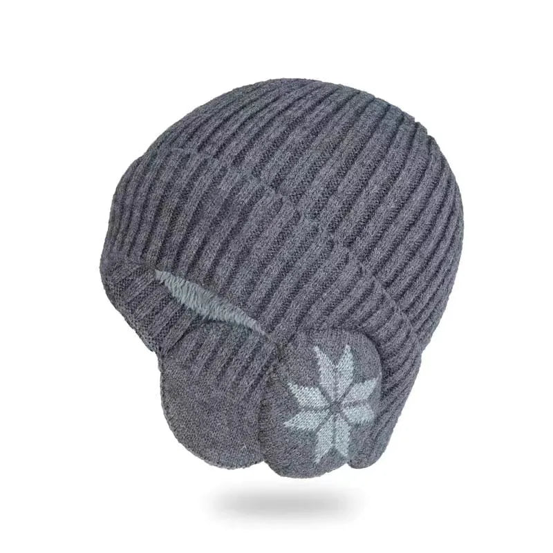 Pelsforet Vinterstrikket Beanie med Øreflap