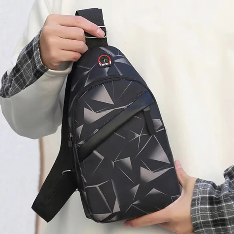 Herre Casual Crossbody Brysttaske med Geometrisk Mønster