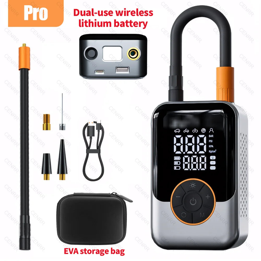 Bærbar Mini Elektrisk Dækpumpe Trådløs Luftpumpe