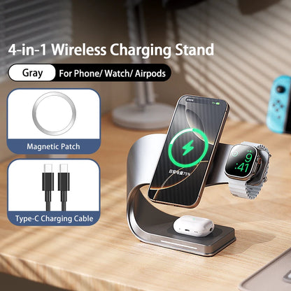 15W 4-i-1 Magnetisk Trådløs Opladningsstation