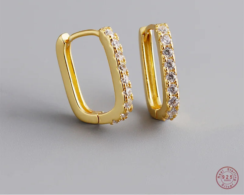 Elegante Firkantede Zirconia Hoop Øreringe