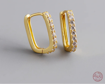 Elegante Firkantede Zirconia Hoop Øreringe