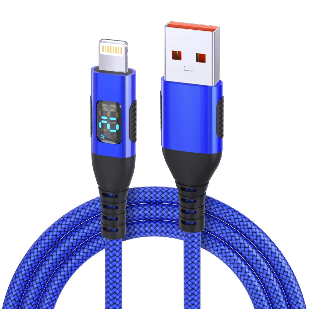 USB-A til Lightning Opladningskabel med LED-Display