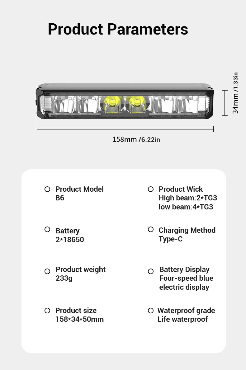 USB Genopladelig LED Cykelforlygte
