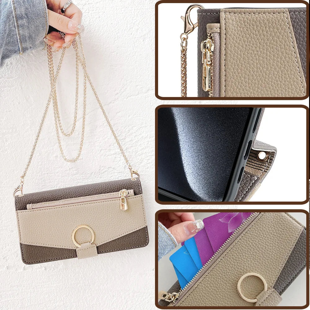 Lædertelefonetui med Crossbody-Strop til iPhone