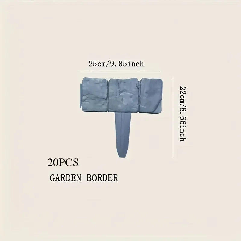 20-pak Plastikhavehegn i Stenlook til Blomsterbede