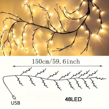 LED-Lyskæde med Pilegrene og 8 Lystilstande
