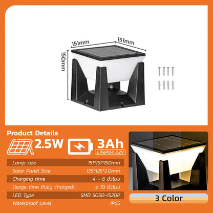 Solcellelampe – Firkantet LED-Lampe til Have og Sti