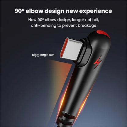 90 Graders USB-C Hurtigopladningskabel 120W