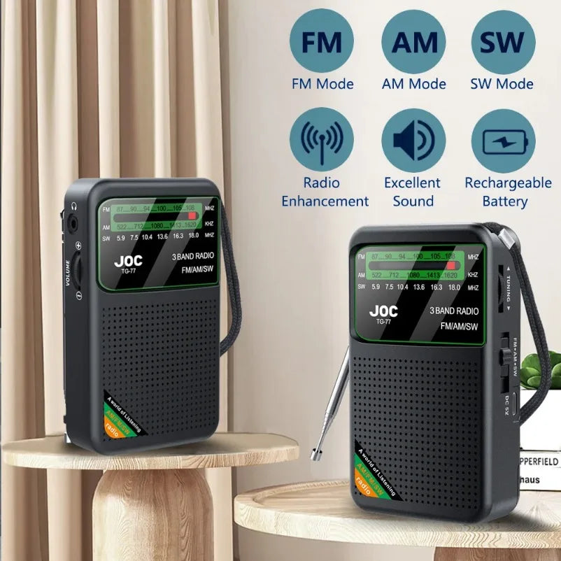 Bærbar Genopladelig FM AM SW Radio
