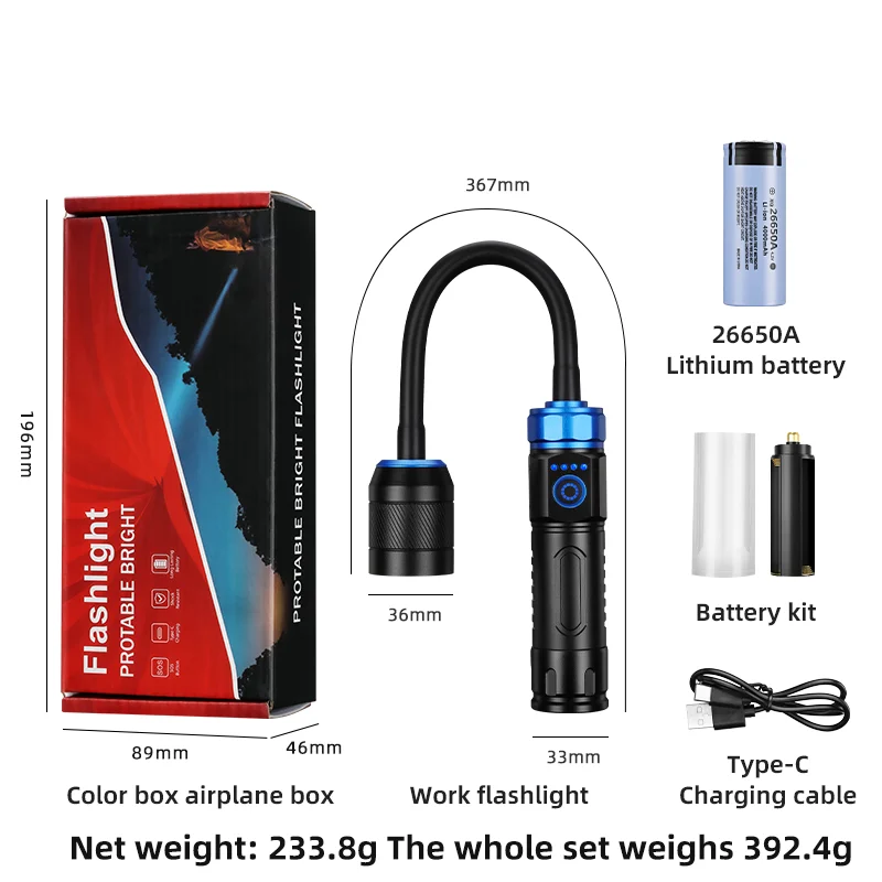 Genopladelig 360° Roterende LED-arbejdslygte