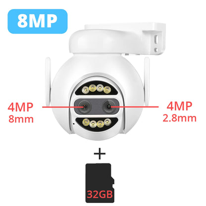 8MP 4K WiFi PTZ Sikkerhedskamera med Dobbelt Linse