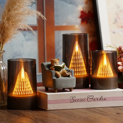 3 Stk. Flammefri LED-Stearinlys med Flammeeffekt