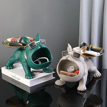 Bulldog Hund Statue Opbevaringsboks