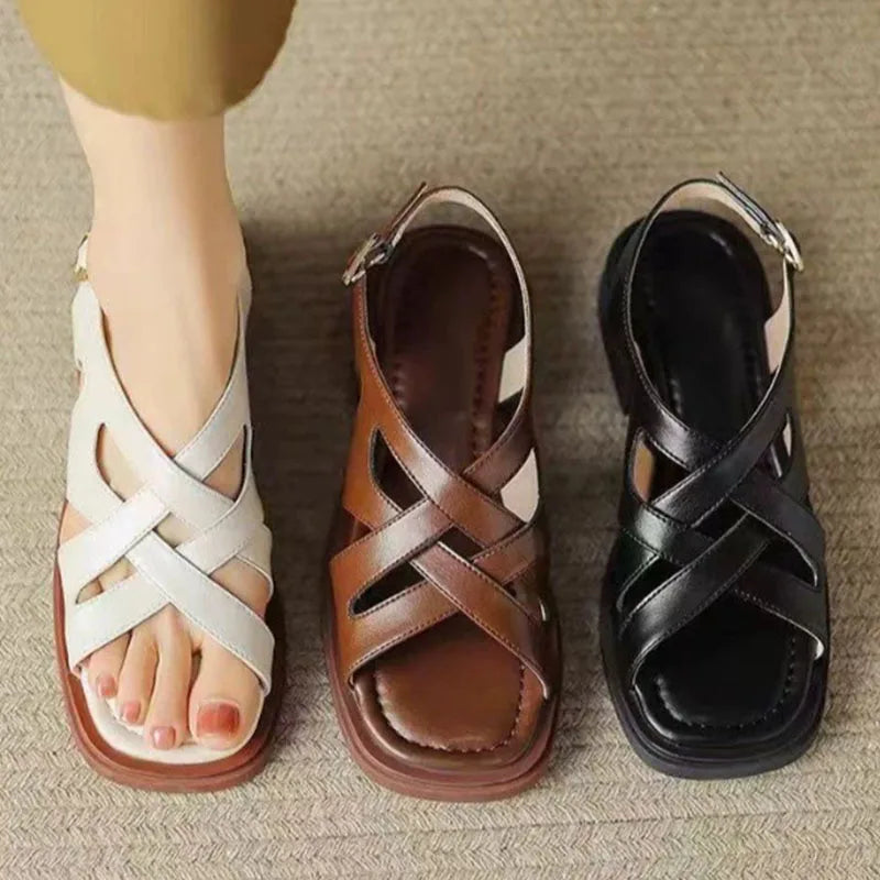 Lavhælede Sandaler med Firkantet Tå til Kvinder