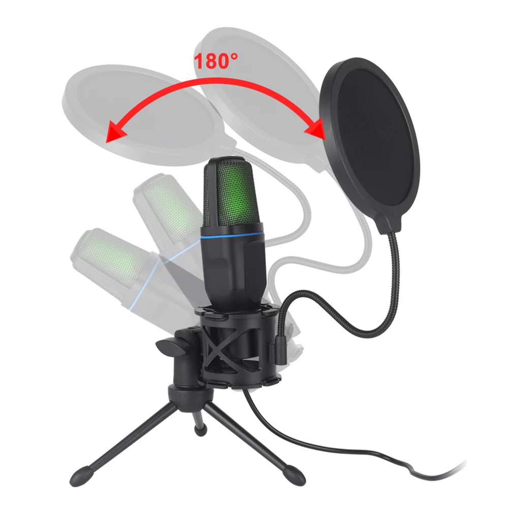 USB RGB Kondensatormikrofon til Gaming og Streaming