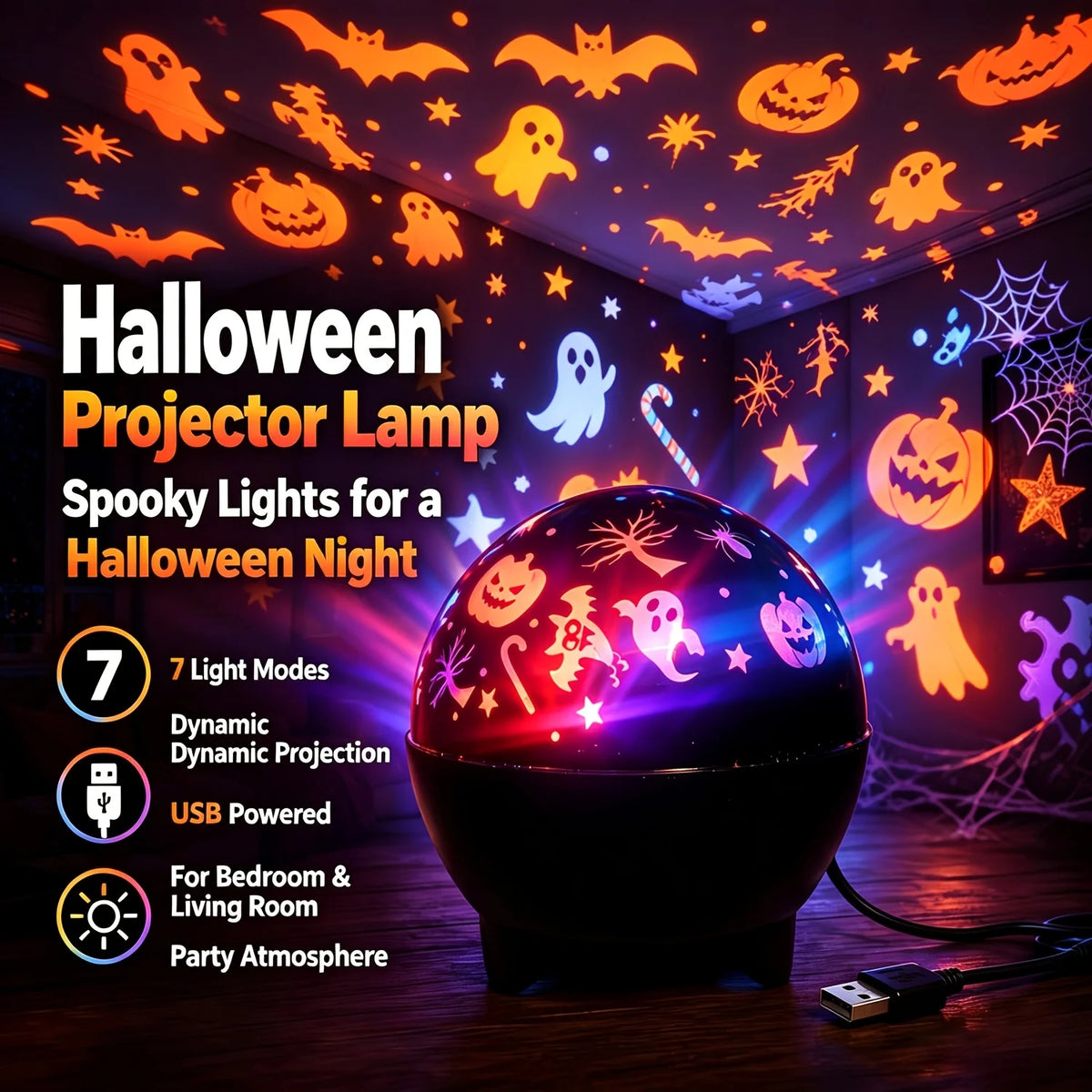 Halloween Spøgelses LED-Projektor Natlampe