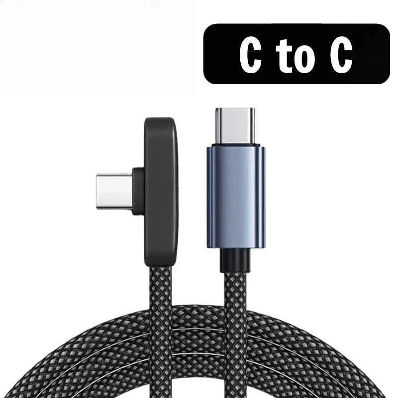 100W USB-C-Kabel med 90° Vinkel til Hurtig Opladning