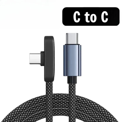 100W USB-C-Kabel med 90° Vinkel til Hurtig Opladning