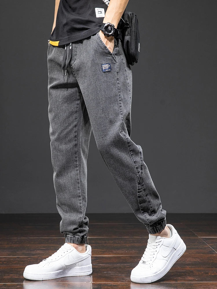 Herre Streetwear Cargo Jeans Sort og Blå