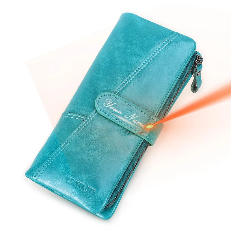 Lang Læderpung med Kortlommer og Møntpung