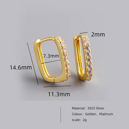 Elegante Firkantede Zirconia Hoop Øreringe