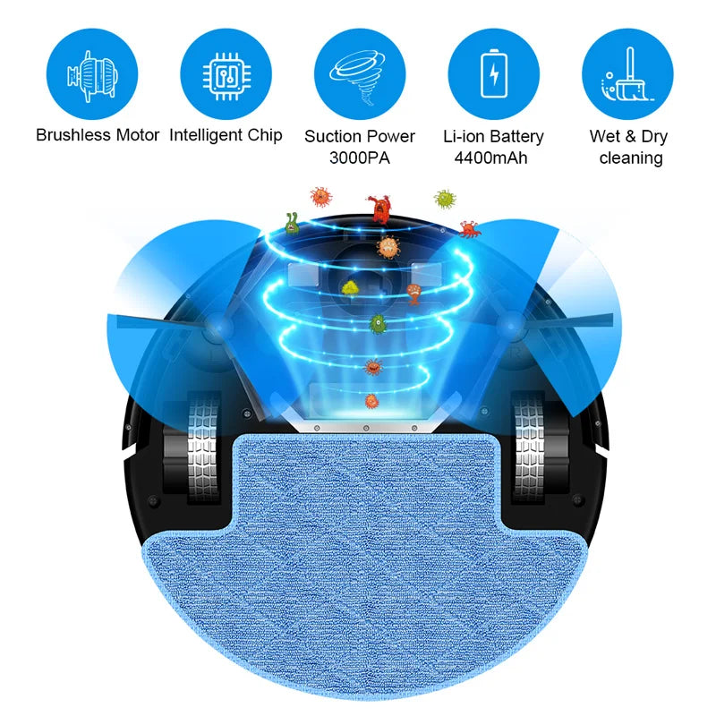 LIECTROUX Pro Robotstøvsuger med Wet Mop Combo, Smart Mapping, Børsteløs Motor og Mange Flere