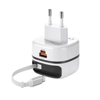 65W USB-C Hurtigoplader med Udtrækkeligt Kabel