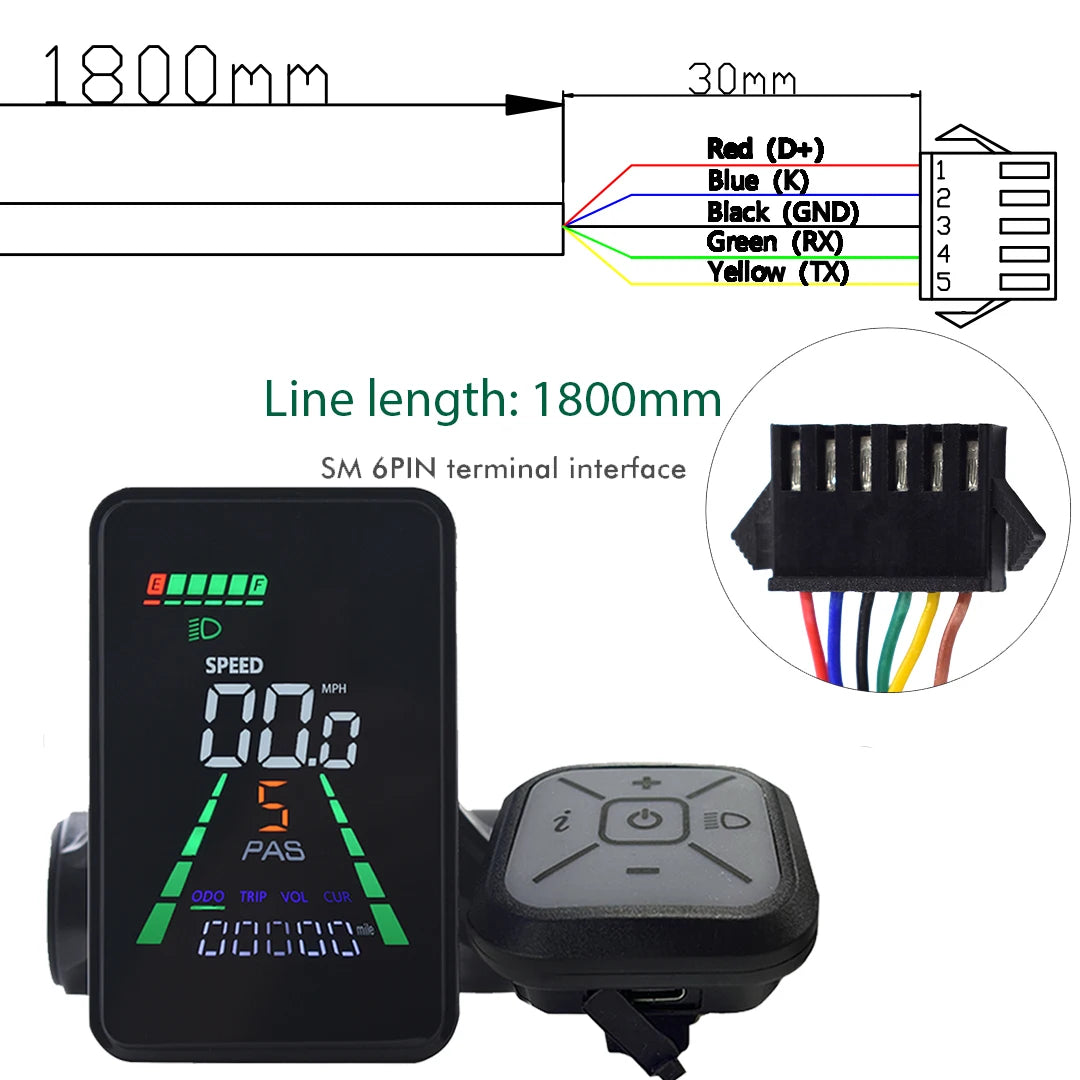 LCD-Display til Elektrisk Cykel og Elektrisk Løbehjul