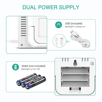 Trådløs Indendørs Udendørs Vejrstation med Ur