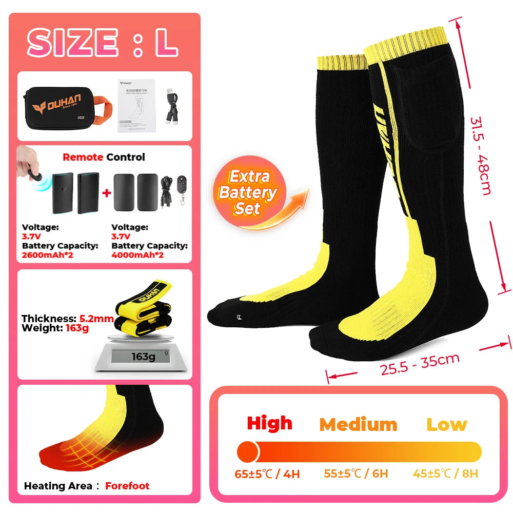 Genopladelige Varmestrømper til Vinter med Fjernbetjening