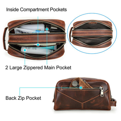 Herre Rejsetoilettaske i Ægte Læder