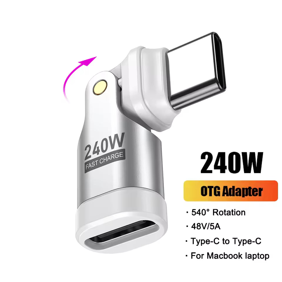 PD240W 540° Roterende USB-C Hurtig Opladningsadapter