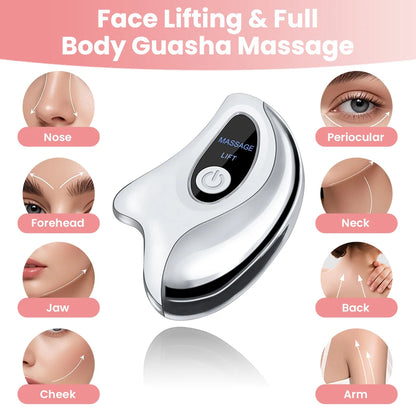 Elektrisk Gua Sha Ansigts- & Nakkemassager – Løfter, Opstrammer & Fornyende Pleje