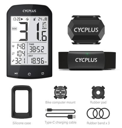 Smart GPS-Cykelcomputer med Hastighedsmåling og Medfølgende ANT+/Bluetooth-Pulsbælte til Komplet Præstationsovervågning