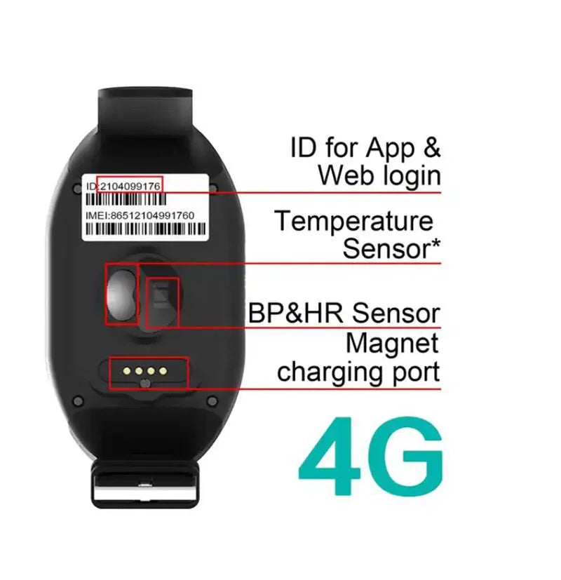 4G GPS-Trackerarmbånd med SOS-Opkald til Seniorer