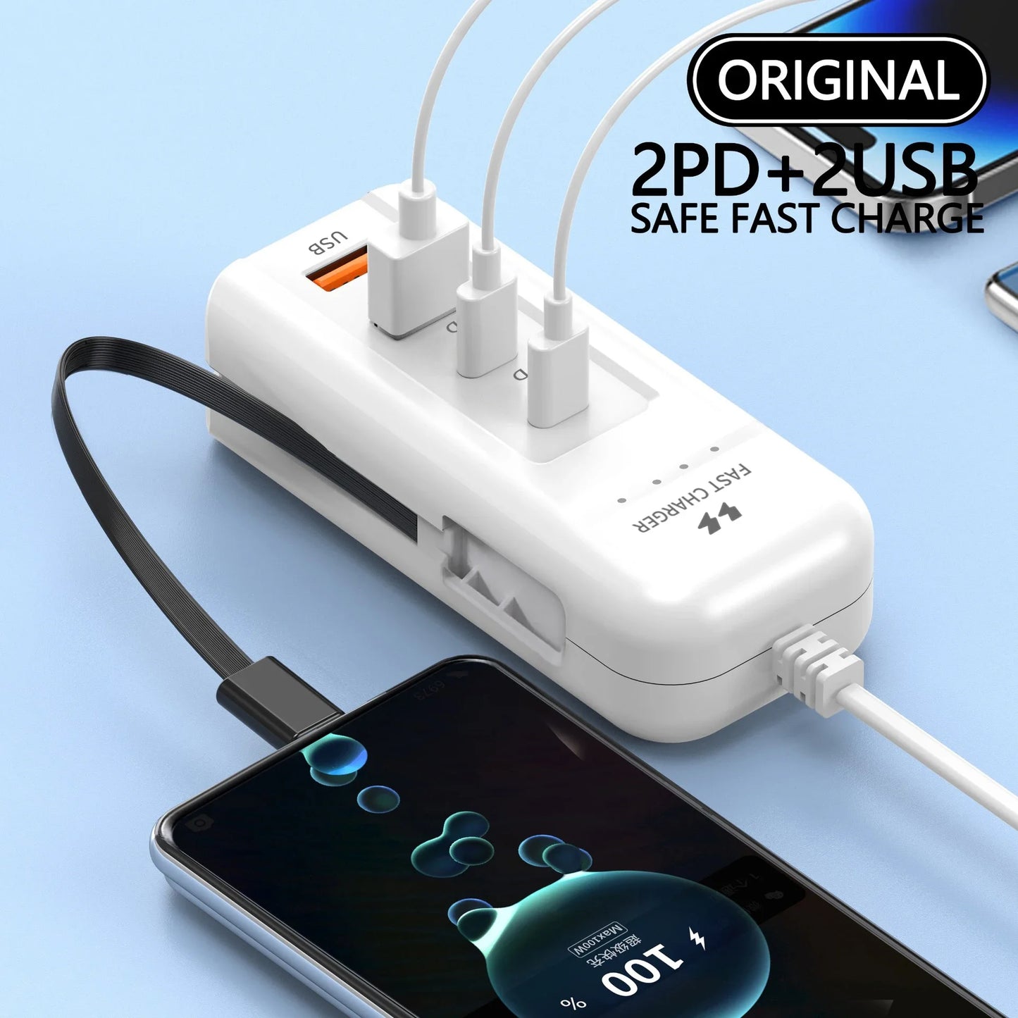 USB-C Hurtigoplader Vægadapter med Flere Porte