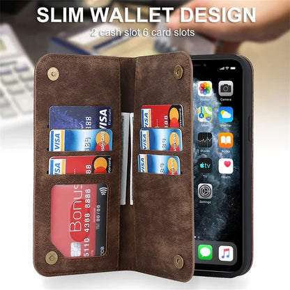 Magnetisk Læder Pung Cover til iPhone