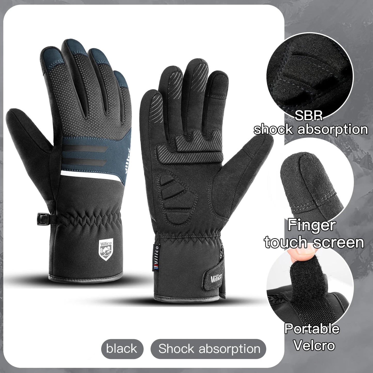 Vinter Vandtætte Fleece Cykelhandsker med Touchskærm