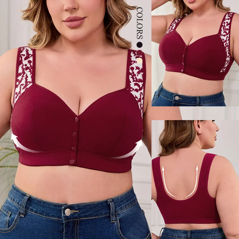 Plus Size Komfort-BH uden Bøjle med Lukning Foran