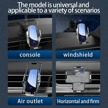 Magnetisk Mobilholder til Bil med Trådløs Opladning og Autosensor