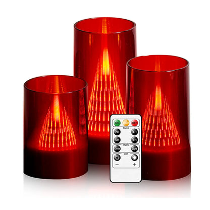 3 Stk. Flammefri LED-Stearinlys med Flammeeffekt