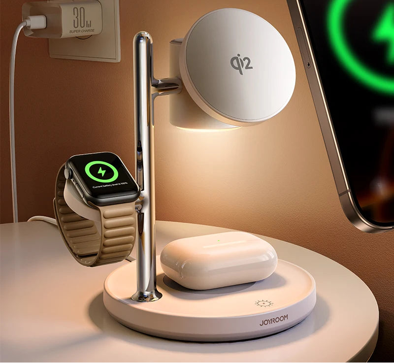 Qi2 Magnetisk Trådløs Opladningslampe til iPhone, iWatch, AirPods