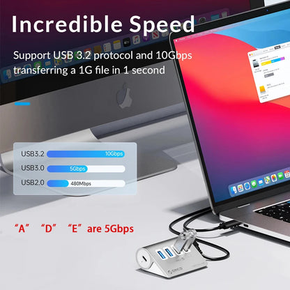 USB C Hub med PD60W Opladning og Flere Porte